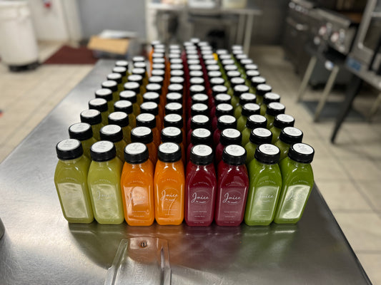 Juice Be Happy 14-Day Juice Bundle two-week supply of cold pressed juices for detox, immune support, and healthy habits.